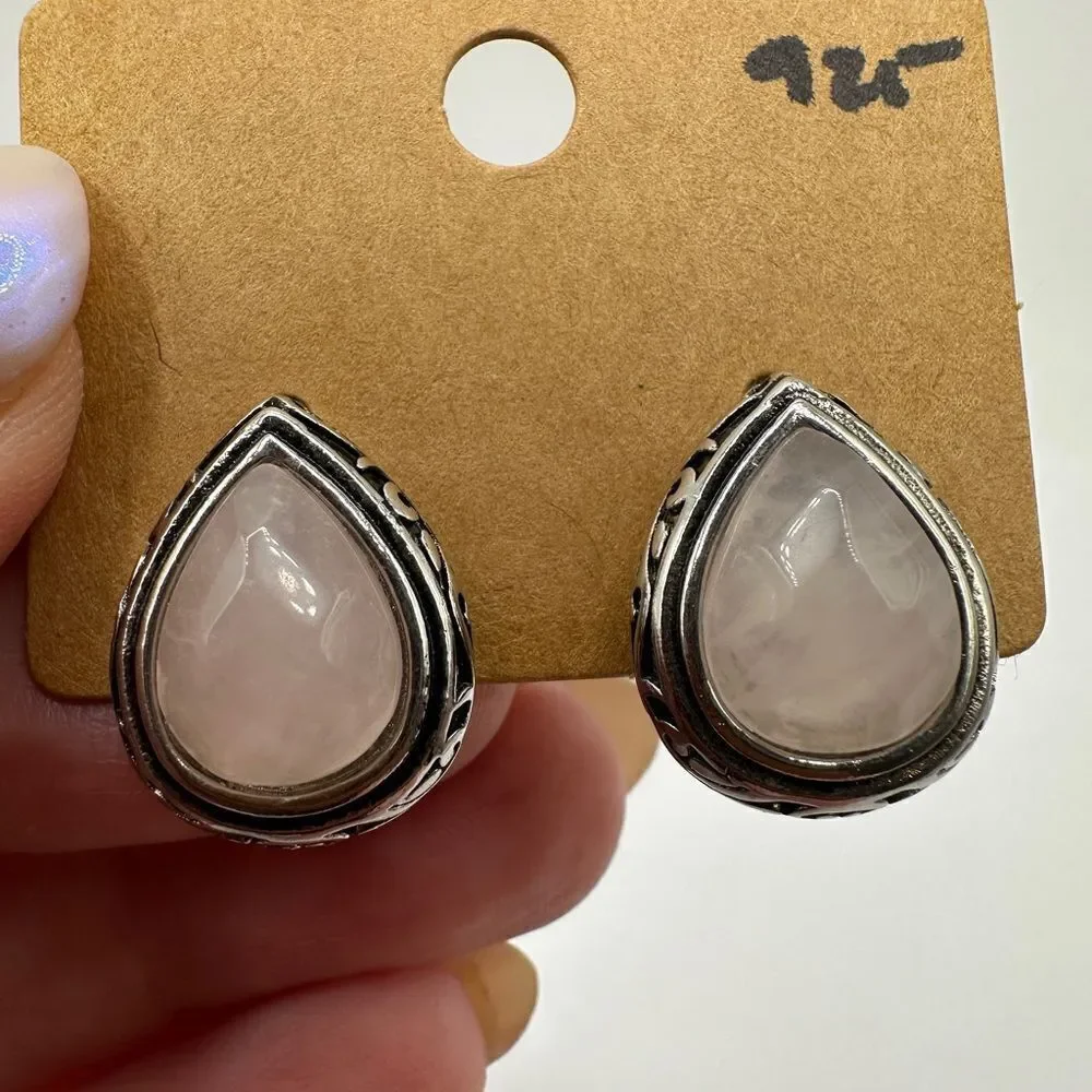 Sterling silver‎ and faceted pear shaped rose quartz stud earrings!
